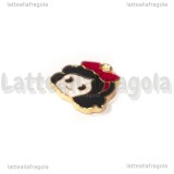 Charm Testa di Biancaneve in metallo dorato smaltato 12x13mm