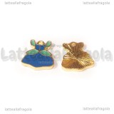 Charm Vestito di Cenerentola in metallo dorato smaltato 13.5x11.5mm