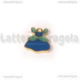Charm Vestito di Cenerentola in metallo dorato smaltato 13.5x11.5mm