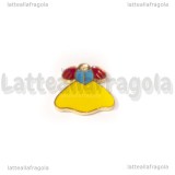 Charm Vestito di Biancaneve in metallo dorato smaltato 13.5x13mm
