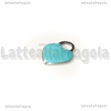 Ciondolo Cuore in Acciaio Inox smaltato Azzurro 14.5x11.5mm