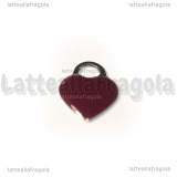 Ciondolo Cuore in Acciaio Inox smaltato Amaranto 14.5x11.5mm