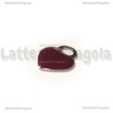 Ciondolo Cuore in Acciaio Inox smaltato Amaranto 14.5x11.5mm