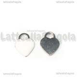 Ciondolo Cuore in Acciaio Inox smaltato Bianco 14.5x11.5mm