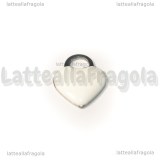 Ciondolo Cuore in Acciaio Inox smaltato Bianco 14.5x11.5mm