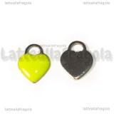 Ciondolo Cuore in Acciaio Inox smaltato Verde Mela 14.5x11.5mm