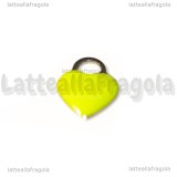 Ciondolo Cuore in Acciaio Inox smaltato Verde Mela 14.5x11.5mm