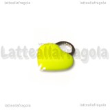 Ciondolo Cuore in Acciaio Inox smaltato Verde Mela 14.5x11.5mm