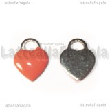 Ciondolo Cuore in Acciaio Inox smaltato Rosa Antico 14.5x11.5mm