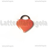 Ciondolo Cuore in Acciaio Inox smaltato Rosa Antico 14.5x11.5mm