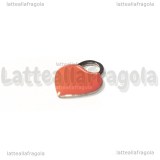 Ciondolo Cuore in Acciaio Inox smaltato Rosa Antico 14.5x11.5mm