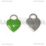 Ciondolo Cuore in Acciaio Inox smaltato Verde 14.5x11.5mm