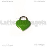 Ciondolo Cuore in Acciaio Inox smaltato Verde 14.5x11.5mm