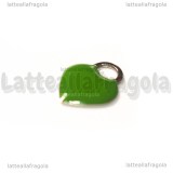 Ciondolo Cuore in Acciaio Inox smaltato Verde 14.5x11.5mm