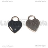 Ciondolo Cuore in Acciaio Inox smaltato Nero 14.5x11.5mm