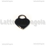 Ciondolo Cuore in Acciaio Inox smaltato Nero 14.5x11.5mm