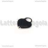 Ciondolo Cuore in Acciaio Inox smaltato Nero 14.5x11.5mm