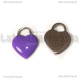 Ciondolo Cuore in Acciaio Inox smaltato Lilla 14.5x11.5mm