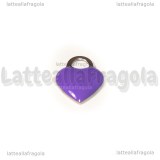 Ciondolo Cuore in Acciaio Inox smaltato Lilla 14.5x11.5mm
