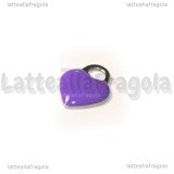Ciondolo Cuore in Acciaio Inox smaltato Lilla 14.5x11.5mm