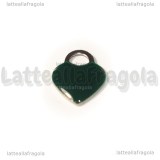 Ciondolo Cuore in Acciaio Inox smaltato Verde Bosco 14.5x11.5mm