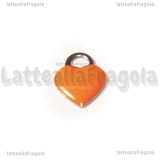 Ciondolo Cuore in Acciaio Inox smaltato Corallo 14.5x11.5mm