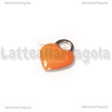 Ciondolo Cuore in Acciaio Inox smaltato Corallo 14.5x11.5mm