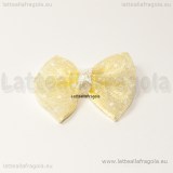 Fiocco giallino a pois bianchi in organza 23x20mm