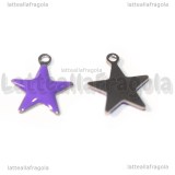 Ciondolo Stella in Acciaio Inox smaltato Lilla 14.5x12.5mm