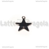 Ciondolo Stella in Acciaio Inox smaltato Nero 14.5x12.5mm