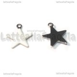 Ciondolo Stella in Acciaio Inox smaltato Bianco 14.5x12.5mm