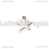 Ciondolo Stella in Acciaio Inox smaltato Bianco 14.5x12.5mm