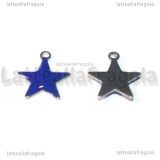 Ciondolo Stella in Acciaio Inox smaltato Blu Notte 14.5x12.5mm
