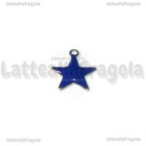 Ciondolo Stella in Acciaio Inox smaltato Blu Notte 14.5x12.5mm