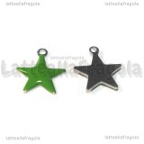 Ciondolo Stella in Acciaio Inox smaltato Verde 14.5x12.5mm