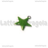 Ciondolo Stella in Acciaio Inox smaltato Verde 14.5x12.5mm