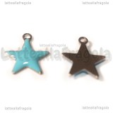 Ciondolo Stella in Acciaio Inox smaltato Azzurro 14.5x12.5mm