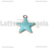 Ciondolo Stella in Acciaio Inox smaltato Azzurro 14.5x12.5mm