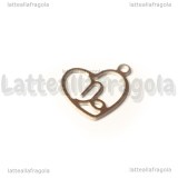 Charm Cuore Segno Zodiacale Capricorno in Acciaio Inox 15.5x13mm 