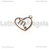 Charm Cuore Segno Zodiacale Scorpione in Acciaio Inox 15.5x13mm 