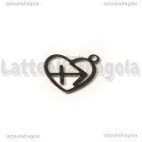 Charm Cuore Segno Zodiacale Sagittario in Acciaio Inox 15.5x13mm 