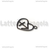Charm Cuore Segno Zodiacale Sagittario in Acciaio Inox 15.5x13mm