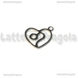 Charm Cuore Segno Zodiacale Leone in Acciaio Inox 15.5x13mm 