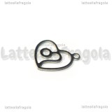 Charm Cuore Segno Zodiacale Leone in Acciaio Inox 15.5x13mm