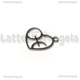 Charm Cuore Segno Zodiacale Pesci in Acciaio Inox 15.5x13mm