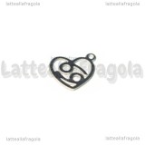 Charm Cuore Segno Zodiacale Cancro in Acciaio Inox 15.5x13mm 