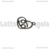 Charm Cuore Segno Zodiacale Cancro in Acciaio Inox 15.5x13mm