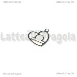 Charm Cuore Segno Zodiacale Bilancia in Acciaio Inox 15.5x13mm 