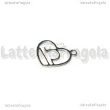 Charm Cuore Segno Zodiacale Bilancia in Acciaio Inox 15.5x13mm