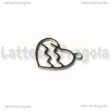 Charm Cuore Segno Zodiacale Acquario in Acciaio Inox 15.5x13mm